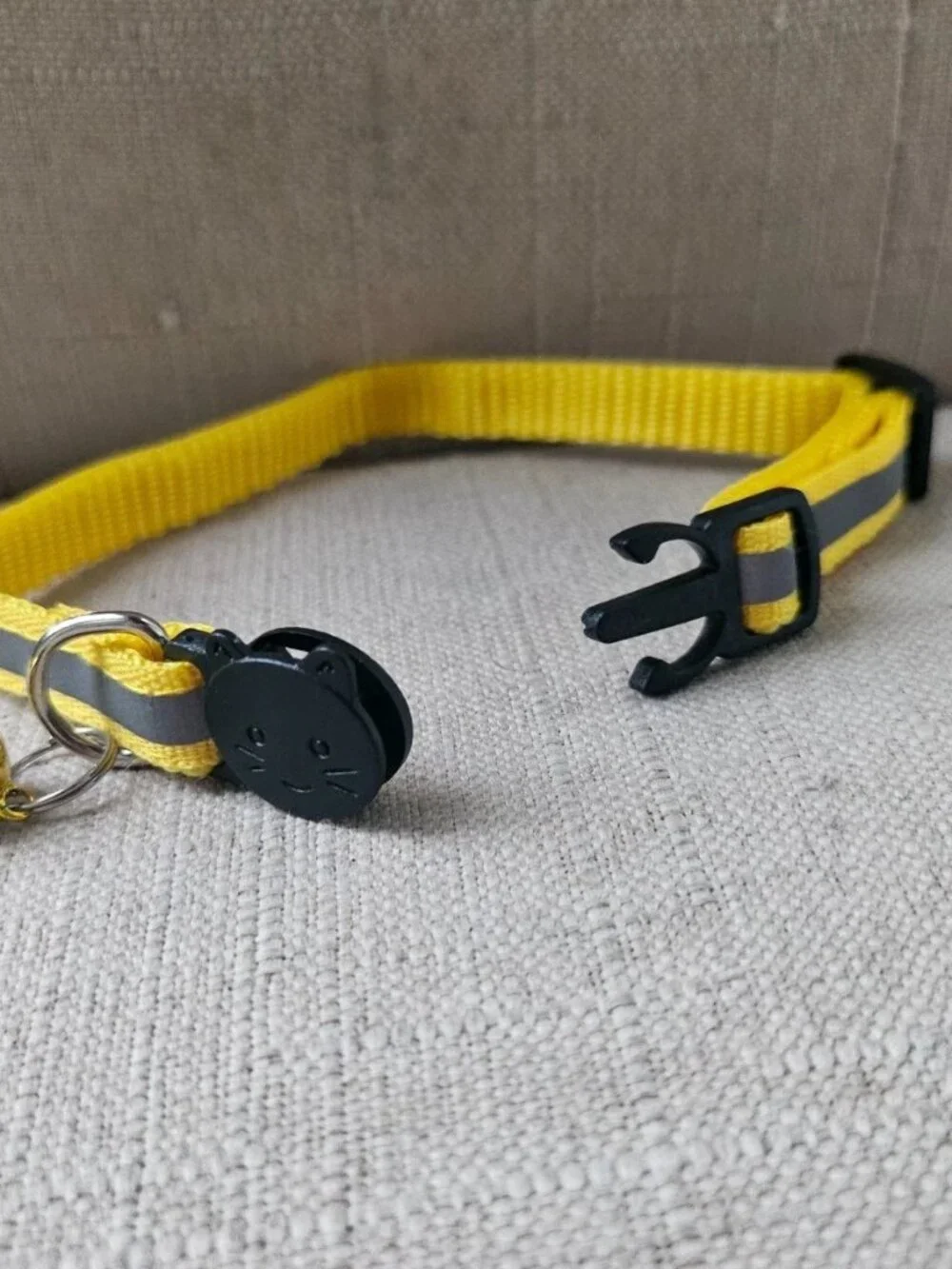 Cat Collar W/ Bell Yellow Nylon Collar Reflective Pet Collar Size Adjustable